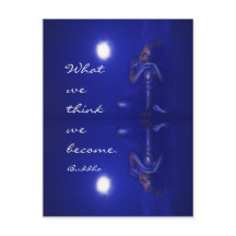 Reflexo buda azul mística com citação