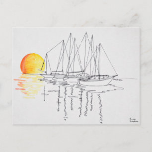 Cartão Postal Reflexo do barco à vela   Concarneau, Bretanha