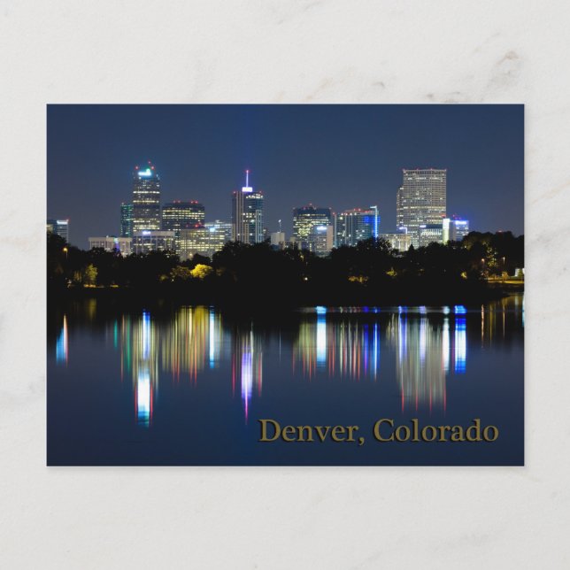 Cartão Postal Reflexo do céu noturno de Denver (Frente)