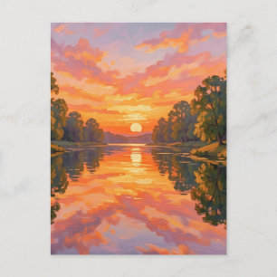 Cartão Postal Reflexo do Rio ao Pôr do Sol Vibrante