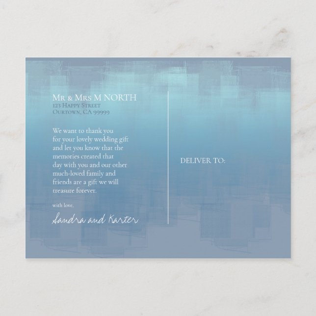 Cartão Postal Reflexões de Aquarela Obrigado Azul Dusty ID774 (Verso)