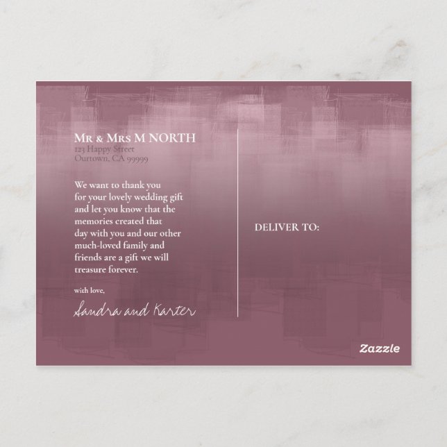 Cartão Postal Reflexões de Aquarela Obrigado Mauve ID774 (Verso)