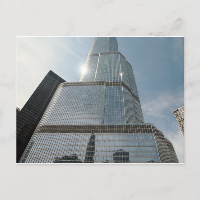 Cartão Postal Reflexões em Azul, Chicago, IL (Frente)