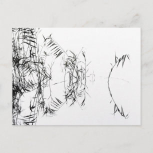 Cartão Postal Reflexos de Água de Junco Preto e Branco Abstrato