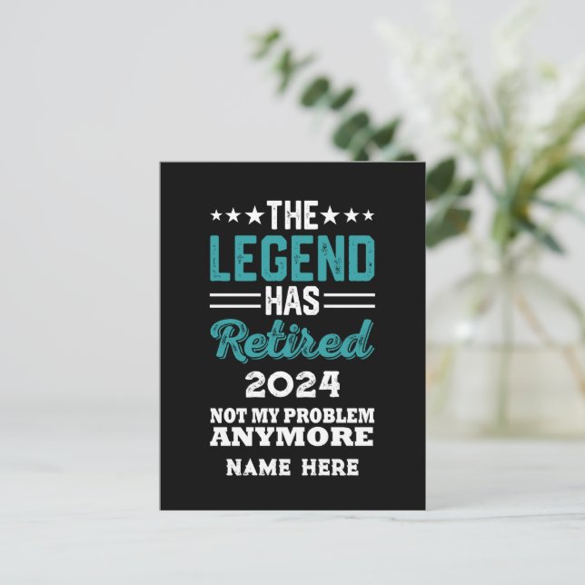 Cartão Postal Reforma personalizada A Legenda se aposentou (Em pé/Frente)
