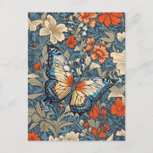Cartão Postal Regal Butterfly Amidst William Morris Floral