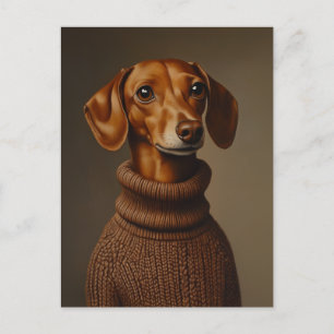 Cartão Postal Regal Dachshund em um Turtleneck