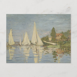 Cartão Postal Regatas em Argenteuil, Pintura a Óleo, Claude Mone