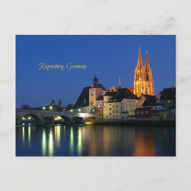 Cartão Postal Regensburg, foto de paisagem cênica da Alemanha (Frente)