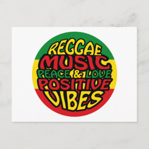 Cartão Postal Reggae Music com afirmações positivas