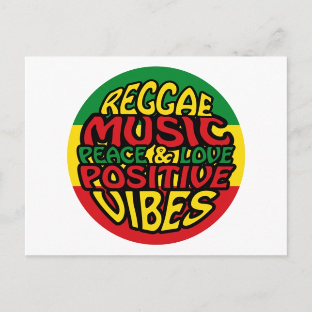 Cartão Postal Reggae Music com afirmações positivas (Frente)