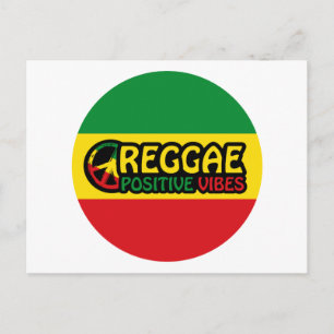 Cartão Postal Reggae Music com vibrações positivas e bandeira 