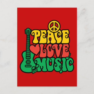Cartão Postal Reggae Peace Love Music
