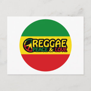 Cartão Postal Reggage art com palavras positivas Peace and Love
