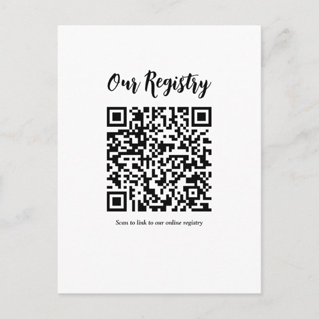 Cartão Postal Registro de Casamento Minimalista com Código QR Es (Frente)