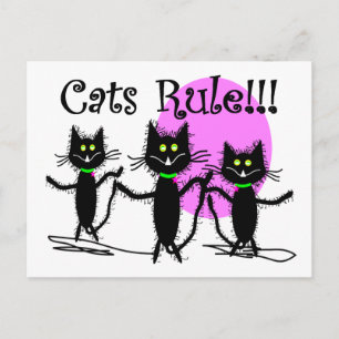 Cartão Postal Regra dos Gatos!! Design de Gato Negro..adorável
