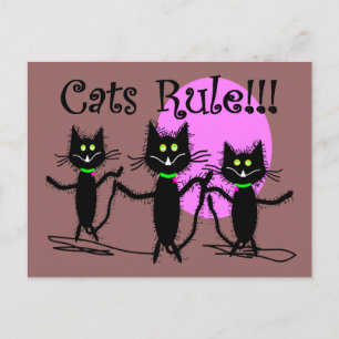 Cartão Postal Regra dos Gatos!! Design de Gato Negro..adorável