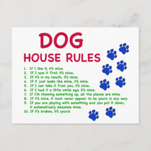 Cartão Postal Regras da casa do cachorro - regras para viver