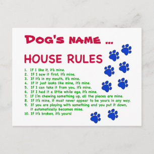 Cartão Postal Regras da Casa dos Cachorros - regras para viver
