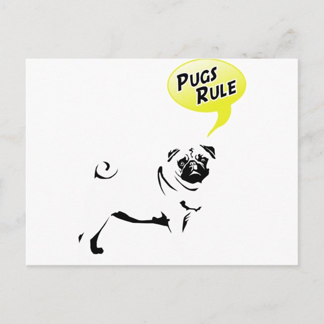 Cartão Postal Regras do Pug (Frente)
