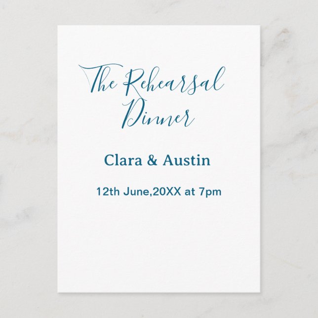 Cartão Postal Rehearsal dinner the night before simple minimal m (Frente)