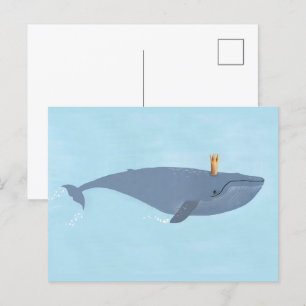 Cartão Postal Rei Do Mar - Ilustração da Coroa de Baleia Azul