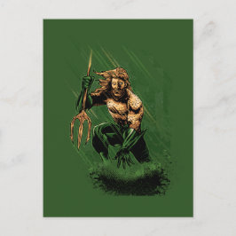 Cartão Postal Rei do Oceano Guerreiro Tridente Arte de Quadrinho