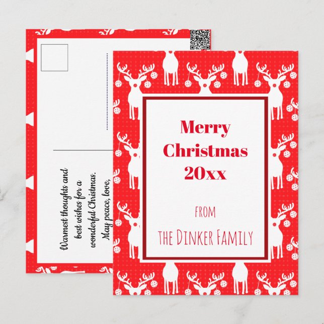 Cartão Postal Reinadores de Pickleball Feliz 🎁 Natal (Frente/Verso)