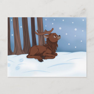 Cartão Postal Reindeer de inverno