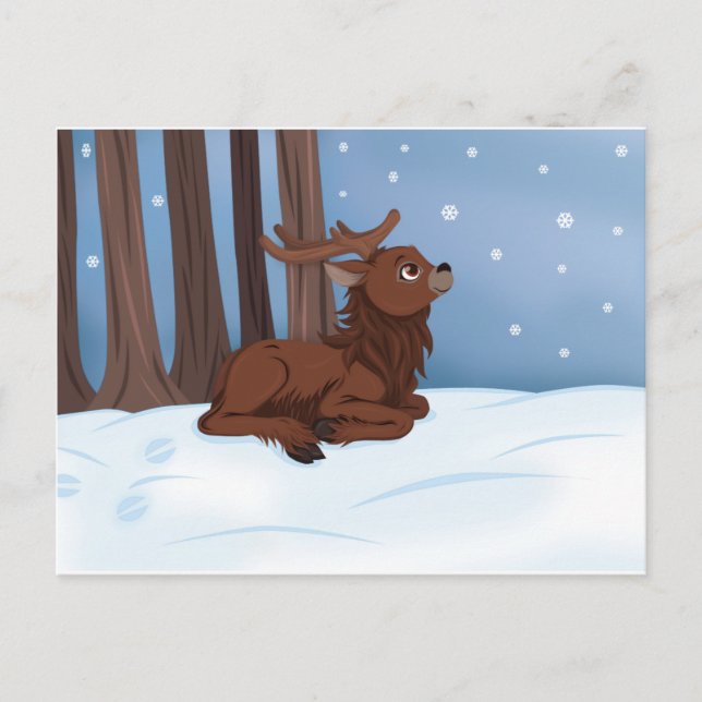 Cartão Postal Reindeer de inverno (Frente)