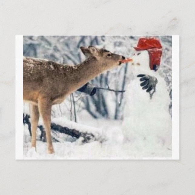 Cartão Postal Reindeer Eating Snowman (Frente)