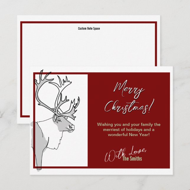 Cartão Postal Reindeer Felry Natal Personalizável (Frente/Verso)