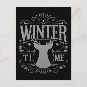 Cartão Postal Reindeer Horário de inverno Gráfico da temporada d
