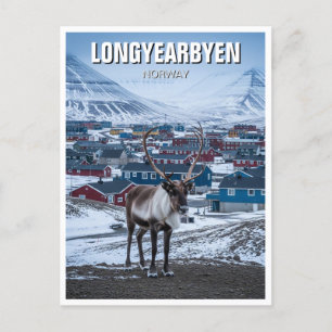 Cartão Postal Reindeer Longyearbyen Svalbard Noruega