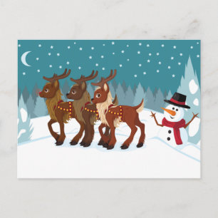 Cartão Postal Reindeer na neve