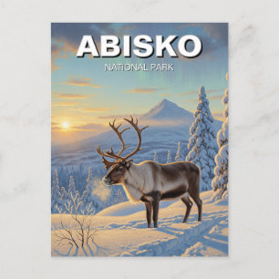 Cartão Postal Reindeer na Viagem de Suecia do Parque Nacional de