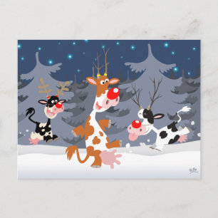Cartão Postal Reindeer no cartão-postal da neve