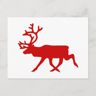 Cartão Postal Reindeer Vermelho/Silhueta das Caraíbas