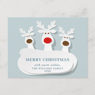 Cartão Postal Reindeers Engraçados Feliz Natal Feriado