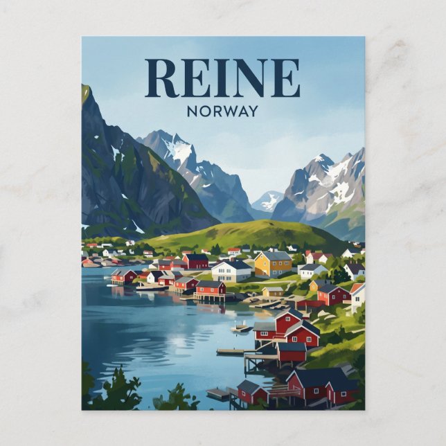 Cartão Postal Reine Noruega (Frente)