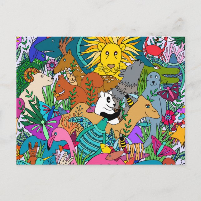 Cartão Postal Reino animal (Frente)