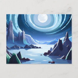 Cartão Postal Reino com Lua Brilhante