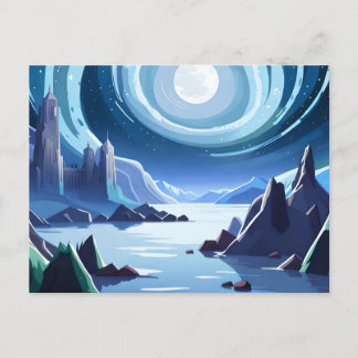 Cartão Postal Reino com Lua Brilhante