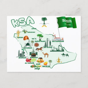 Cartão Postal Reino da Arábia Saudita Mapa atrações turísticas
