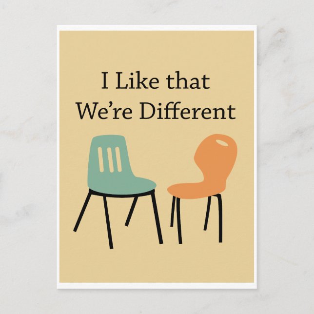 Cartão Postal Relacionamento amoroso Gosto que sejamos diferente (Frente)