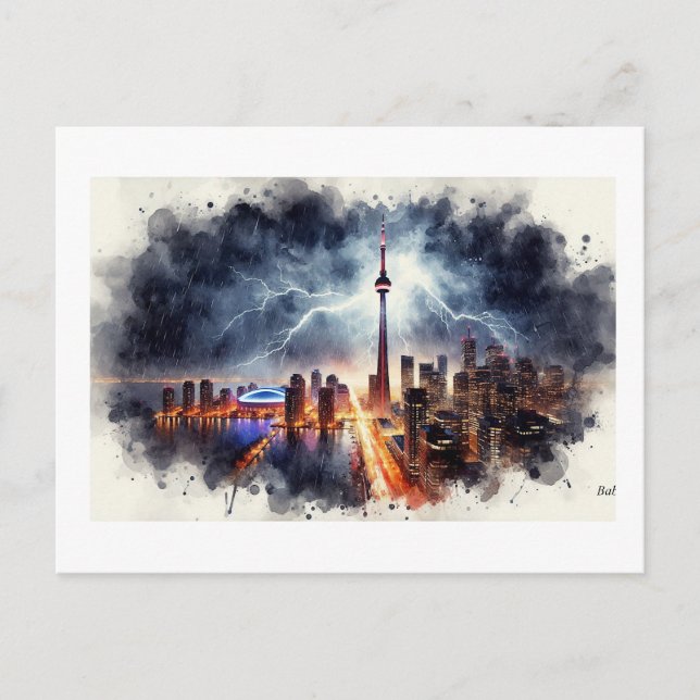 Cartão Postal Relâmpago Sobre Toronto,  (Frente)