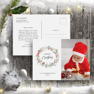 Cartão Postal Relatório Anual da Coroa de Natal de Frutas Vermel