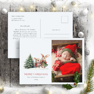 Cartão Postal Relatório Anual da Família de Natal Coelhinhos Eng