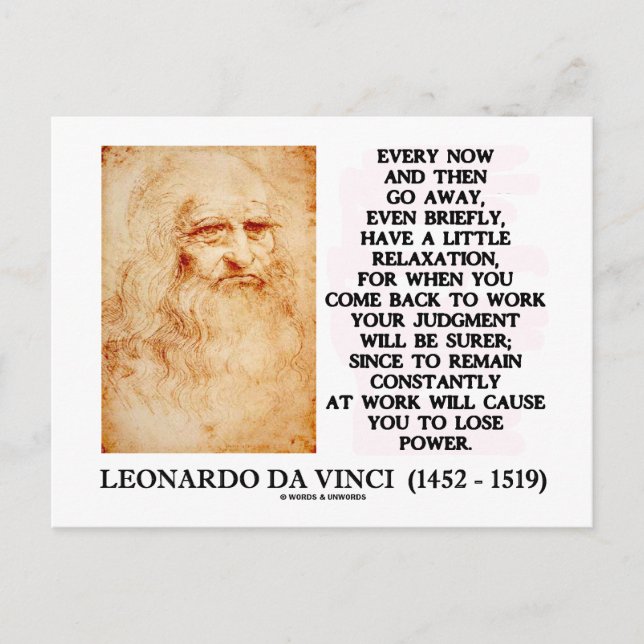Cartão Postal Relaxamento Leonardo da Vinci Poder de Julgamento (Frente)