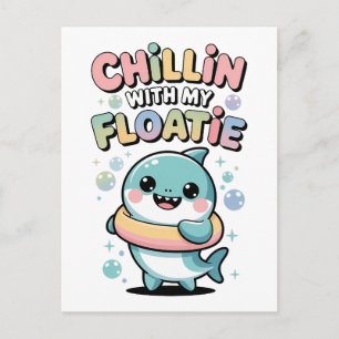 Cartão Postal Relaxando com Meu Boia Shark Baby Kids
